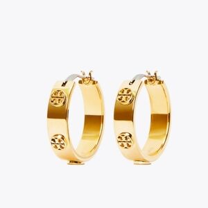 NWT Tory Burch SMALL MILLER STUD HUGGIE EARRING Gold-Tone